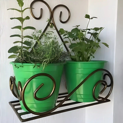Leafy Tales Iron Plant Holder Stand – Galvanized Metal (Pack of 2, Black)