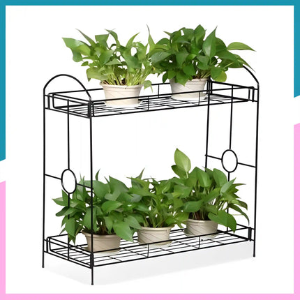 2-Tier Metal Plant Stand – Indoor & Outdoor Flower Pot