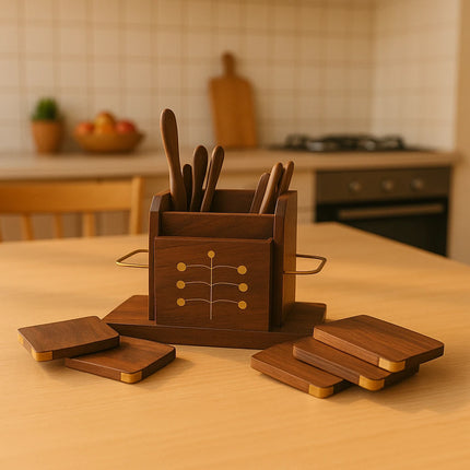 RusticRoot Pen & Coaster Cradle