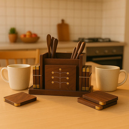 RusticRoot Pen & Coaster Cradle