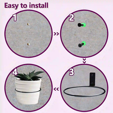 GREANER Wall Planter Ring Hanger – 6 Inch Foldable Wall-Mounted Pot Holder