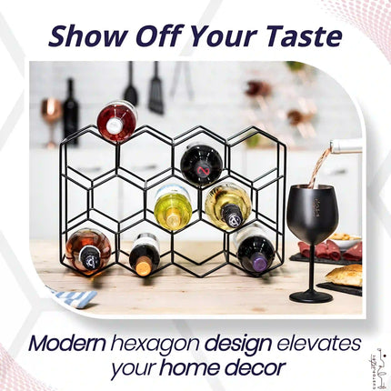 Hexagon Design Wrought Iron Wine Rack