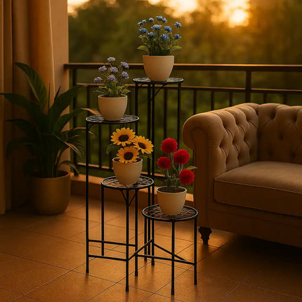 4-Tier Metal Plant Stand – 24 Inch Round Galvanised Iron
