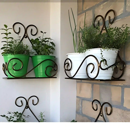 Leafy Tales Iron Plant Holder Stand – Galvanized Metal (Pack of 2, Black)