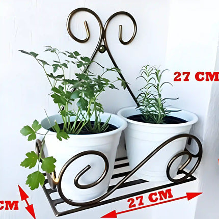 Leafy Tales Iron Plant Holder Stand – Galvanized Metal (Pack of 2, Black)