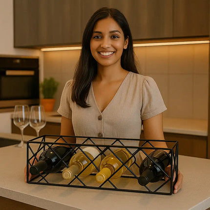 Iron Wine Rack – Wall-Mounted & Tabletop, 4 Bottles