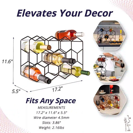 Hexagon Design Wrought Iron Wine Rack