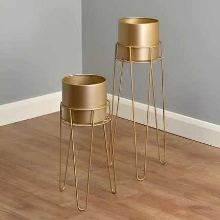 Modern Decorative Standing Flower Pot Holder – Set of 2