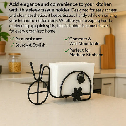 Black Iron Rickshaw Napkin Holder – Handmade Table Decor