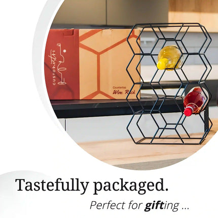 Hexagon Design Wrought Iron Wine Rack