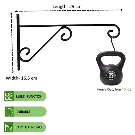 Heavy-Duty Metal Wall Hook – Decorative Straight Plant Hanger Black