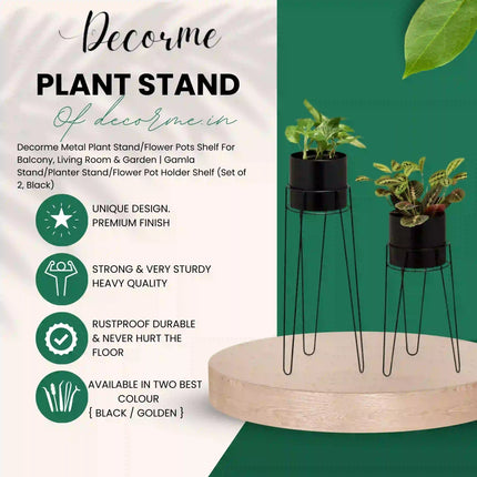 Modern Decorative Standing Flower Pot Holder – Set of 2