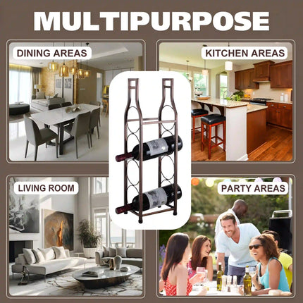 Decorme 4-Bottle Wrought Iron Tabletop Wine Rack.