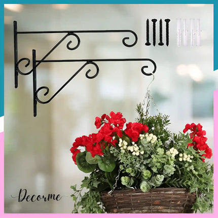 Heavy-Duty Metal Wall Hook – Decorative Straight Plant Hanger Black