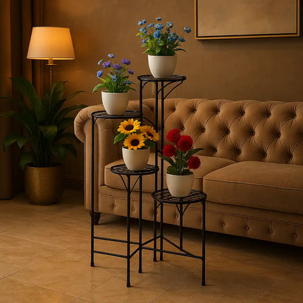 4-Tier Metal Plant Stand – 24 Inch Round Galvanised Iron