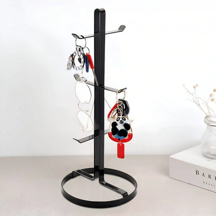 Decorme Mug Tree Holder – Black Metal Coffee Cup Organizer Rack (6 Hooks)