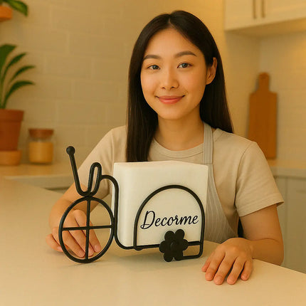 Black Iron Rickshaw Napkin Holder – Handmade Table Decor