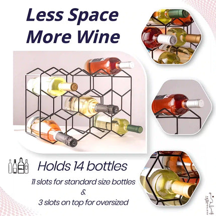 Hexagon Design Wrought Iron Wine Rack