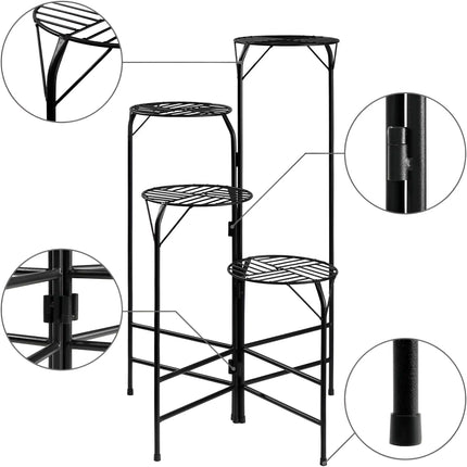 4-Tier Metal Plant Stand – 24 Inch Round Galvanised Iron