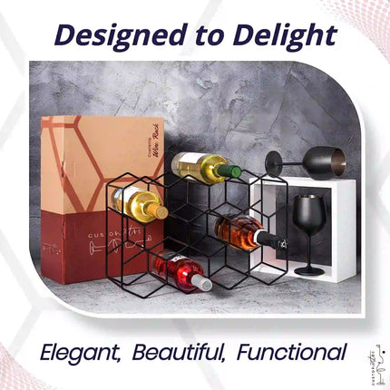 Hexagon Design Wrought Iron Wine Rack