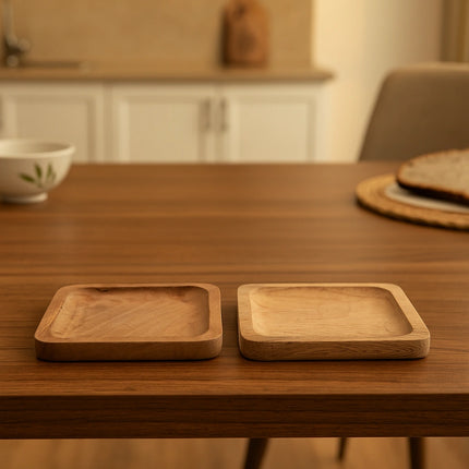 GrainGlow Square Wooden Plates