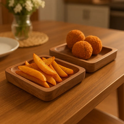 GrainGlow Square Wooden Plates