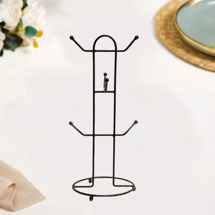 Decorme Black Chrome Steel Mug Tree – 6 Hook Countertop Mug Holder