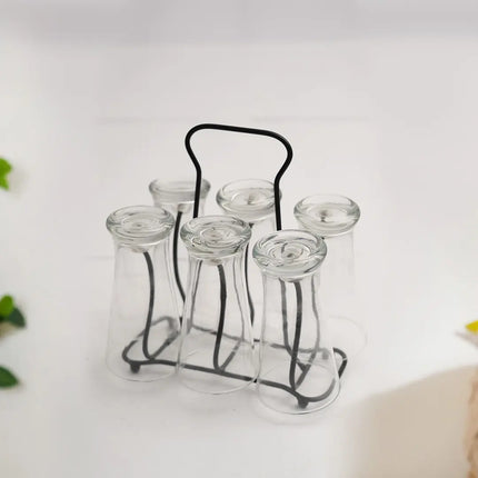 Decorme Cast Iron Glass Stand – 6-Cup Rectangle Tumbler