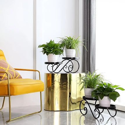 Iron Metal Plant Stand – Round Flower Pot Holder for Indoor & Outdoor Use