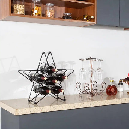 Star Design Wrought Iron Wine Rack – Freestanding & Tabletop