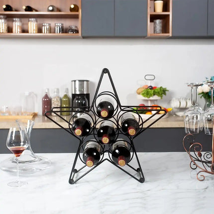 Star Design Wrought Iron Wine Rack – Freestanding & Tabletop