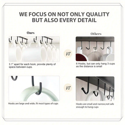 Decorme Iron 6-Hook Under-Shelf Hanging Rack