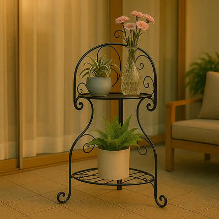 Wrought Iron Folding Plant Stand – Decorative Flower Pot