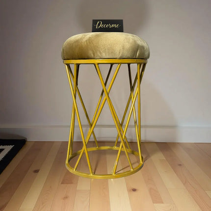 Modern Crisscross Iron Stool (Golden)