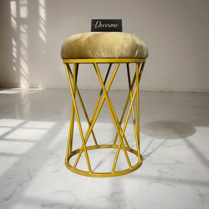 Modern Crisscross Iron Stool (Golden)
