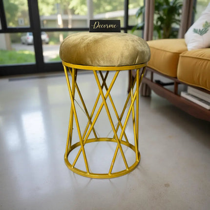 Modern Crisscross Iron Stool (Golden)