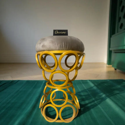Golden Circular Iron Stool