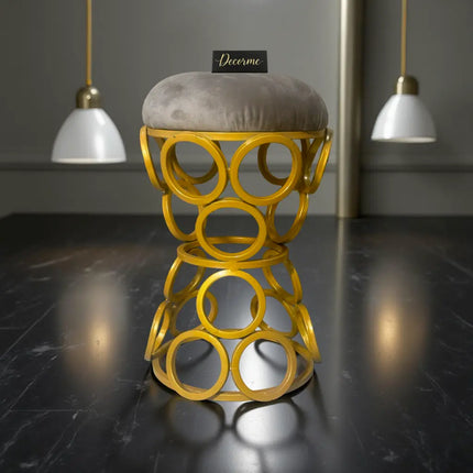 Golden Circular Iron Stool