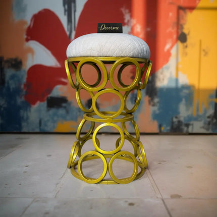 Golden Circular Iron Stool
