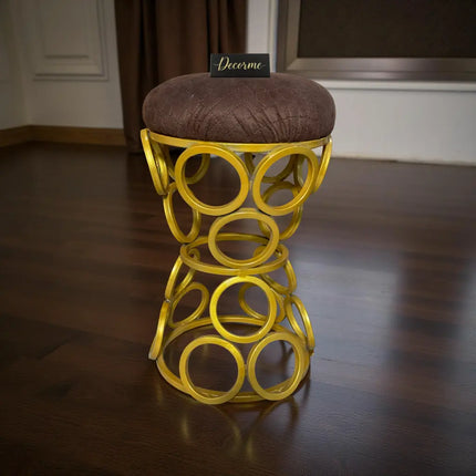 Golden Circular Iron Stool
