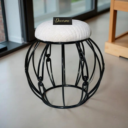 Modern Round Iron Accent Stool