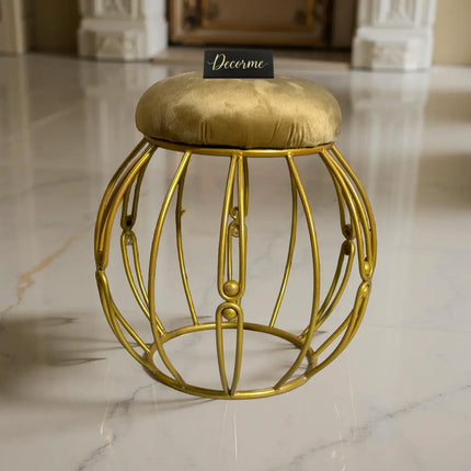 Modern Round Iron Accent Stool (Golden)