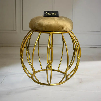 Modern Round Iron Accent Stool (Golden)
