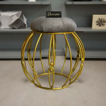 Modern Round Iron Accent Stool (Golden)