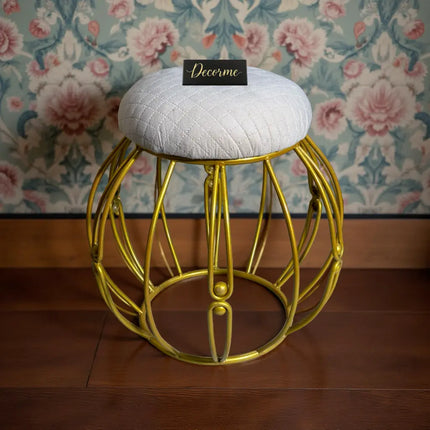 Modern Round Iron Accent Stool (Golden)