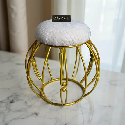 Modern Round Iron Accent Stool (Golden)