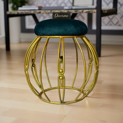 Modern Round Iron Accent Stool (Golden)