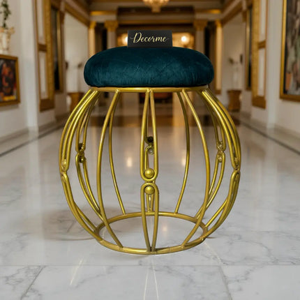 Modern Round Iron Accent Stool (Golden)