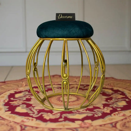 Modern Round Iron Accent Stool (Golden)