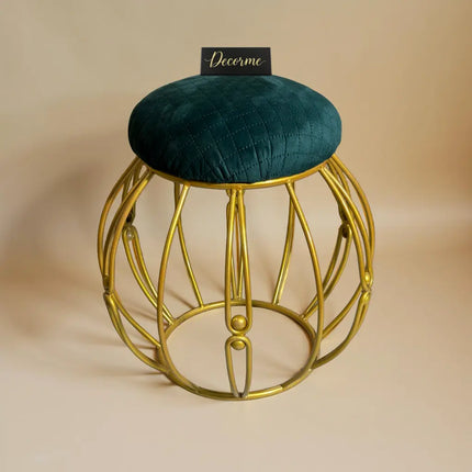 Modern Round Iron Accent Stool (Golden)